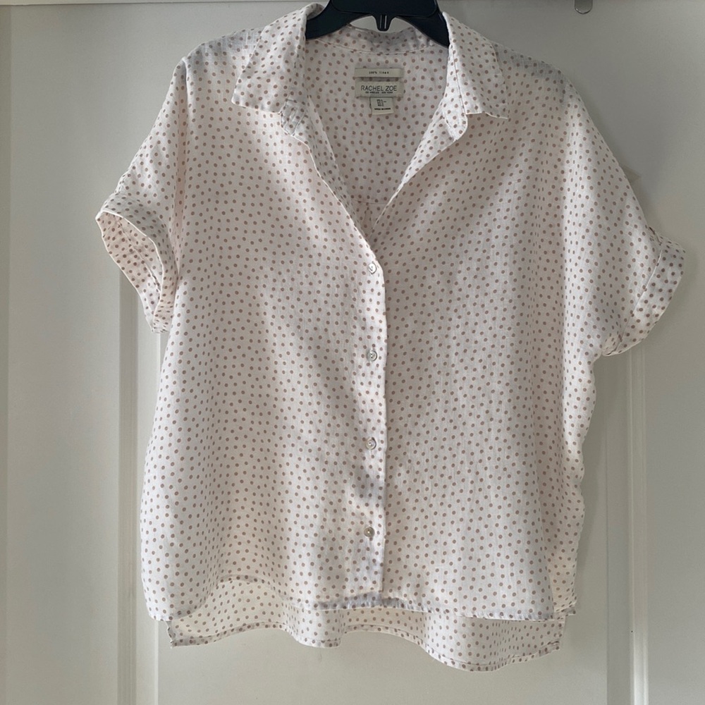 Rachel Zoe Oversized Linen Cropped Blouse